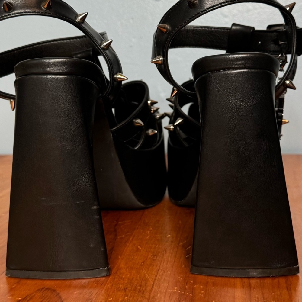 KOI ANGEL MIST PLATFORM HEELS BLACK STUDDED GOTH CROSS SIZE 8 - Picture 6 of 14